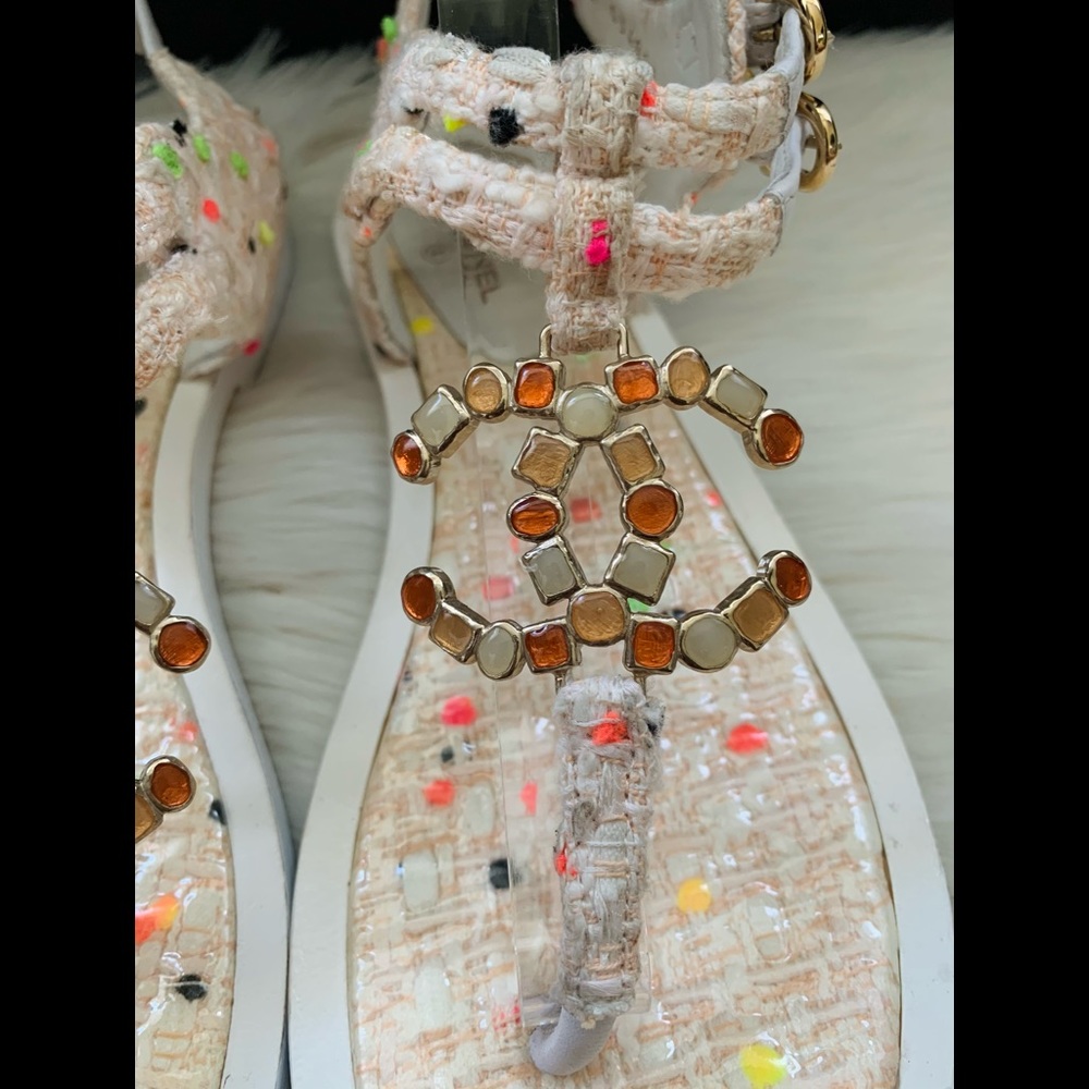 🍾🥂2xHost Pick🥳Chanel Tweed Summer Bliss Sandals - Picture 8 of 8